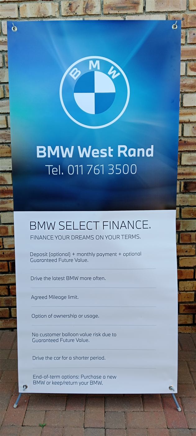 BMW West Rand branded pull-up banner