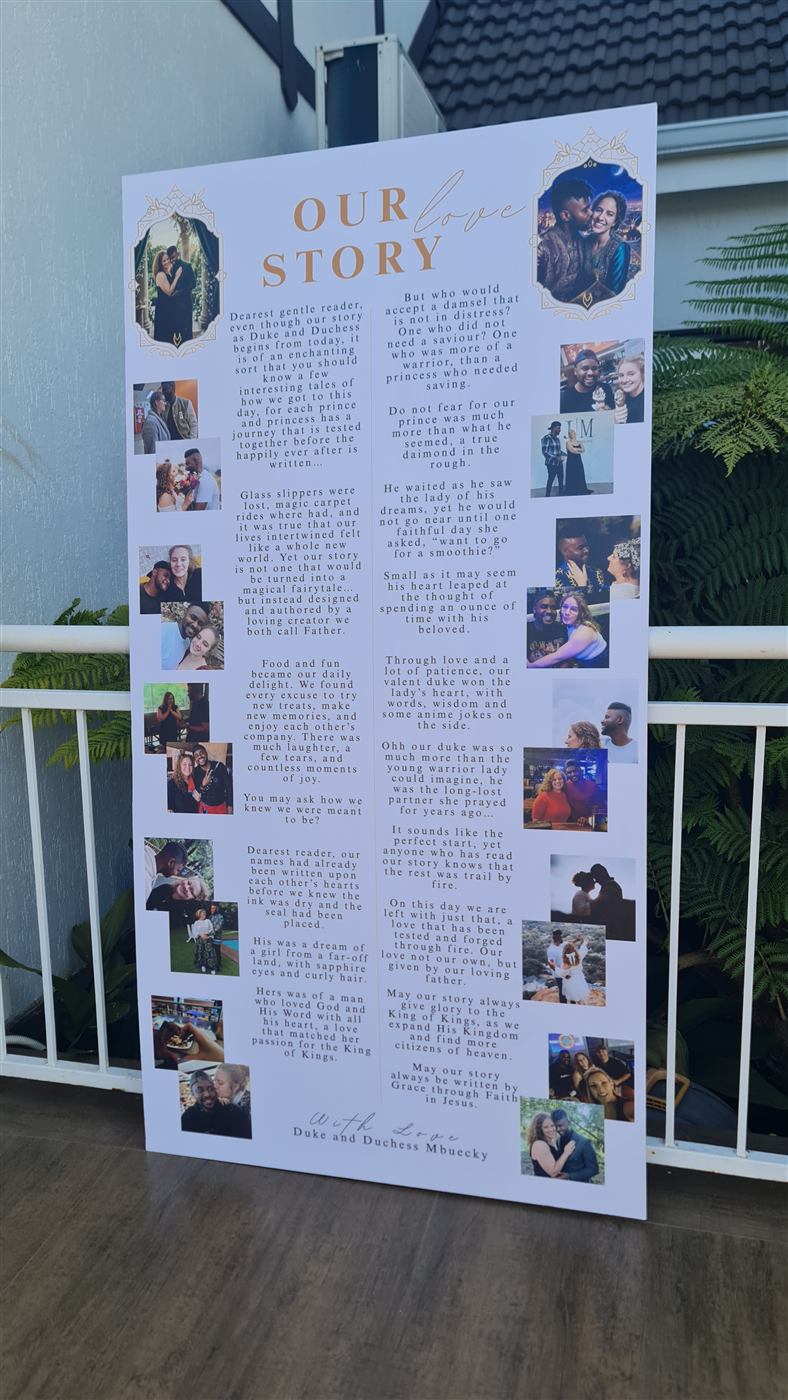Our Story wedding anniversary printed poster board